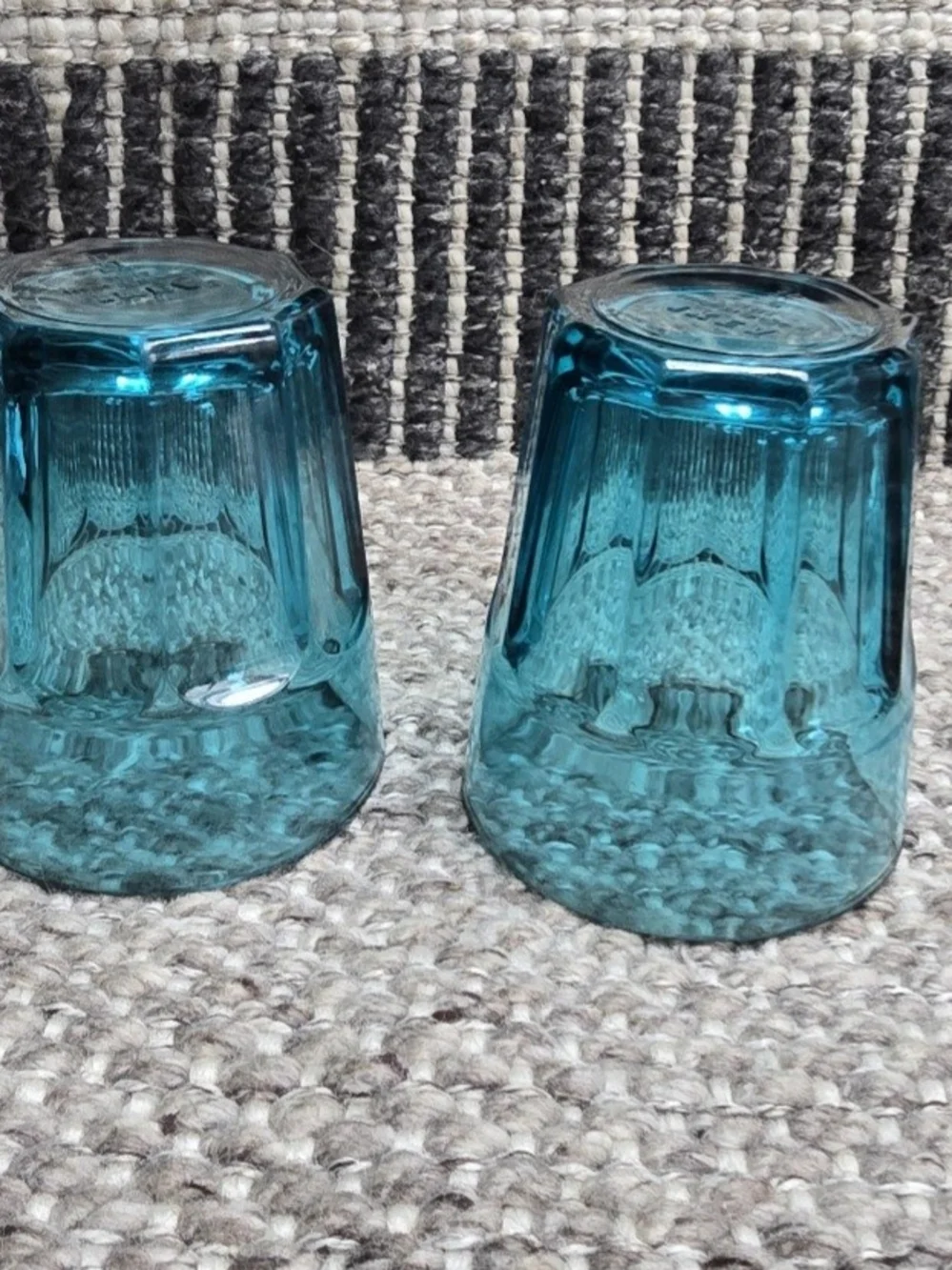 Vintage IKEA POKAL Teal Blue Glass Tumblers Set of 2 12 oz Discontinued